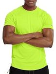 Mens Gym Shirts Dry Fit(Neon Green,