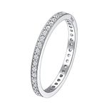 Supligt 925 Sterling Silver Band Rings for Women Girls, Stackable Cubic Zirconia CZ Eternity Bands Wedding Ring Size 6