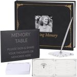 Funeral Guest Book 100 Pages For 312 Guests,Cover Can Be Inserted With Images,Funeral Guest Book For Memorial Service With Table Card, Pen & Pen Holder,Celebration Of Life Guest Book,100 Memory Cards