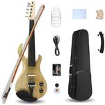 Yinfente 5 String Electric Violin 4/4 Full Size Solid Wood Beginner Violin Guitar Shape Ebony Parts With Case,Bow,Cleaning Cloth,Rosin