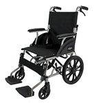 Aluminium Wheelchair Lightweight Folding Compact Travel Transit Aid Hand Brake (YES, I am VAT Exempt)