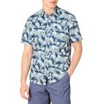 Amazon Essentials Men's Slim-Fit Short-Sleeve Print Shirt, Palm Leaf, X-Large