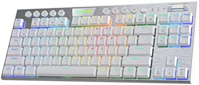 Redragon K621 Horus TKL Wireless RGB Mechanical Keyboard, 5.0 BT/2.4 Ghz/Wired Three Modes 80% Ultra-Thin Low Profile Bluetooth Keyboard w/Dedicated Media Control & Linear Red Switches, White