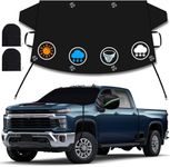 EcoZoro Windshield Cover for Ice and Snow, Car Windshield Snow Cover, Thicken Windshield Frost Cover Waterproof Windshield Snow Ice Cover with Large Mirrors Cover for Most SUVs Trucks (74"x 47")