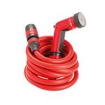 FITT YOYO 30 m, Extendable and Flexible Garden Water Hose Pipe with Multi-Function Spray Gun, Red