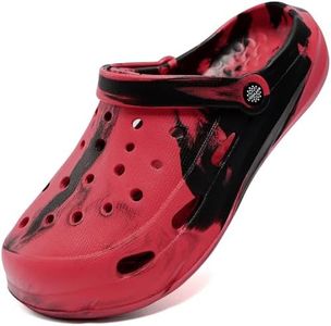 JOYFULTYKES Kids Boys Girls Classic Camo Beach Clogs | Lightweight Water Sandals - Quick-Dry Non-Slip Light and Durable （Little Kid/Big Kid） Size 3 Big Kid Black Red