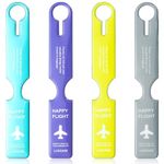 Luggage Tags - 4Pcs PVC Travel Tags with Name Address Phone Number Labels Anti-Lost Suitcase Tags for Travel Business Trip