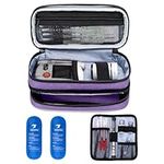 Yarwo Insulin Cooler Travel Case, Double-Layer Diabetic Travel Case with 2 Ice Packs, Diabetic Supplies Organizer for Insulin Pens, Blood Glucose Monitors or Other Diabetes Care Accessories, Purple (Bag Only Patent Pending)