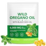 Oregano Oil 120 Softgels - 2-in-1 6000mg with Black Seed Oil 200mg & 165mg Carvacrol | Cold-Pressed, Non-GMO | Immune, Digestive & Respiratory Support