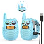 QNIGLO Walkie Talkies Kids Rechargeable 2 pack, FM Radio Walkie Talkie for Boys with Watch Straps Lanyards, Gift Walky Talky Long Range VOX Toy for 4 6 9 Years Old Children Camping