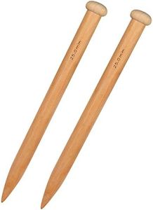 Coopay Huge Knitting Needle 25mm, Big Knitting Needle for Super Chunky Yarn and Larger Knitting Project, Wooden Jumbo Straight Knitting Pins for Arthritic Fingers, Lightweight Solid Wood, 35cm Long