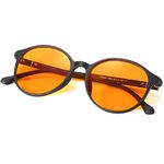 LIKSMU 99.99% Blue Light Blocking Glasses Computer Glasses for Gaming TV Phone Sleeping Glasses Women Men Professional Filter Anti Eyestrain Vintage Round Eyewear Matte Black Frame Orange Amber Lens