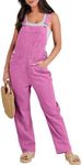 ANRABESS Womens Jean Overalls Loose Fit Adjustable Strap Denim Jumpsuits Rompers Bib Overall Fall Fashion Work Outfits Hot Pink X-Large