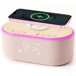 USCCE Alarm Clock Bluetooth FM Radio: 10W Stereo Sound Speaker - Fast Wireless Charging for iPhone Samsung - Dimmable Clock Radio for Bedroom