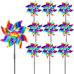 10 Pack Reflective Bird Repellent Windmill,Bird Scarers Windmills for Garden Large,Reflective Bird Deterrent Windmill Multicolor Pinwheel Wind Spinners Scare Birds Away From Garden,Farm,Patio