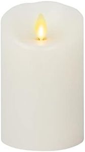 Luminara Classic Flameless LED Moving Flame Pillar Scalloped Edge - White - Unscented - Remote Ready (3 in x 4 in)