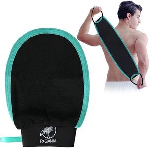 R'GANIA Exfoliating Glove & Back Scrubber- Moroccan/Korean Skin Exfoliator & Dead Skin- Spray Tan- Keratosis Pilaris Remover- Improved Skin Texture & Unclogged Pores- Deep Exfoliating Body Scrubber