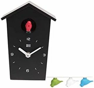 KOOKOO Birdhouse Mini Black, Tiny Modern Cuckoo Clock with 12 Natural Bird Songs or Cuckoo Call
