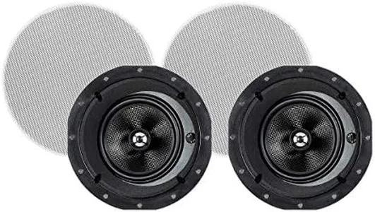 Monoprice 2-Way Carbon Fiber In-Ceiling Speakers - 6.5 Inch With 15 Degree Angled Drivers (Pair) - Alpha Series