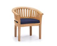 Jati Apollo Banana Teak Garden Chair with Cushion (Blue) - Grade-A Teak | Curved Top-Rail | Delivered Ready-Assembled