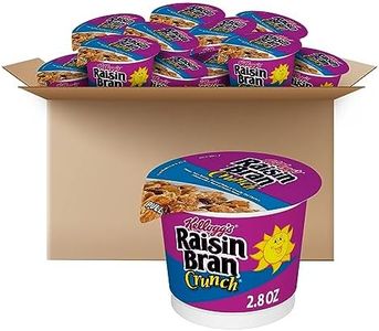 Kellogg's Raisin Bran Crunch Breakfast Cereal Cups, Fiber Cereal, Made with Real Fruit, Original, 33.6oz Case (12 Cups)