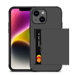 for iPhone 14 case with Card Holder iPhone 14 Wallet case Dual Layer Shockproof Phone Case Hidden Card Slot Hard Shell Cover Slim Case for iPhone 14 6.1 Inch Black