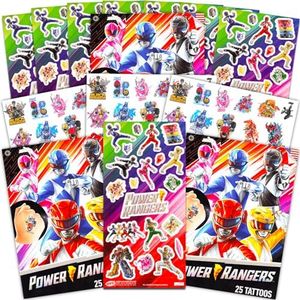 Saban Power Rangers Stickers & Tattoos Party Favors Set ~ Bundle with 150 Stickers and 75 Power Rangers Temporary Tattoos for Boys Girls Kids