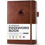 Clever Fox Password Book with tabs. Internet Address and Password Organizer Logbook with Alphabetical tabs. Medium Size Password Keeper Journal Notebook for Computer & Website Logins (Brown)