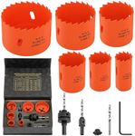 XDOVET Bi-Metal Hole Saw Kit 6 PC General Purpose 7/8" to 2-1/2" Set with Case Used for Precise Drilling On Metal Wood, Plastic and Doors Durable High-Speed Steel