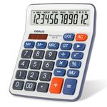 Desktop Calculator Extra Large 5-Inch Clear LCD Display 12-Digit Big Number Button Office Calculator with Auto Sleep Function (OS-5M)