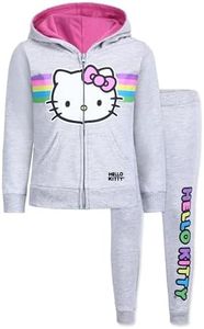 Hello Kitty Sanrio Girls Zip Up Hoodie and Pants Set for Infant, Toddlers, and Big Kids, Grey, 2 Years
