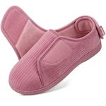 HomeTop Women's Adjustable Slippers with Comfy Memory Foam Wide Fit House Shoes Amour Pink,7 UK