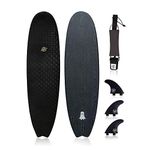 South Bay Board Co. - Hybrid Surfboards - Wax-Free Soft Top + Fiberglassed Bottom Deck Surfboard (6'8 Casper - Black, 6'8 Casper - Black)
