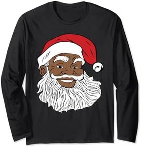 Black Jolly Santa Long Sleeve - Fun African American Santa
