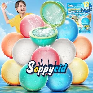 SOPPYCID 12Pcs Reusable Water Balloon Pool Toys,Refillable Magnetic Water Ball for Beach,Quick Fill & Self-Sealing Water Bombs for Kids Outdoor Backyard Summer Activities Water Games