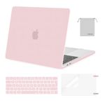 MOSISO Compatible with MacBook Pro 13 inch Case M2 M1 2024-2016 A2338/2289/2251/2159/1989/1706/1708, Hard Shell for MacBook Pro Case M2 M1 13 inch &Keyboard Cover&Screen Film&Pouch, Rose Quartz