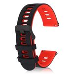 Amaxiu Silicone Watch Bands Quick Release Sport Watchbands Universal Replacement Watch Straps for Men Women, Black Buckle(Black Red, 22mm)