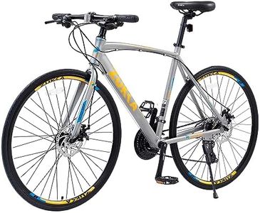 24 Speed Hybrid Bike Disc Brake 700C Road Bike for Men Women's City Bicycle (Silver)
