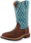 Twisted X Women's 11" Western Work Boot, Tobacco & Turquoise, 8