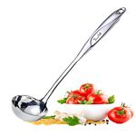 BAERFO Soup Ladle with Grooves on The Handle,Cooking Ladle for Soup （4ouce/13.5 Inch） Stainless Steel Soup Ladle