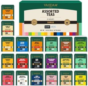 VAHDAM, Assorted Tea Sampler (20 Delicious Variety, 40 Individually Wrapped Pyramid Teabags) Long Leaf Premium Teas I Tea Gift Set for Mom | Mother’s Day Gift I Gift Ideas for Tea Lovers