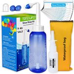 40 Nasal Rinse Mix + Neti Pot | Nose Wash Bottle 300ml Sinus Rinse Bottle with Nasal Wash Salt + Nasal Spray with Waterproof Storage Bag