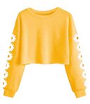 Imily Bela Girls Sweatshirt jumper Kids Long Sleeve Short Pullover for for 3-14 Years, Yellow, 120