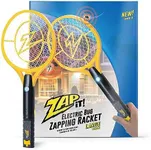 ZAP IT! Bug Zapper - Rechargeable Mosquito, Bug Zapper Racket - 4,000 Volt - USB Charging, Super-Bright LED Light to Zap - Unique 3-Layer Safety Mesh - Safe to Touch (Yellow, Large)