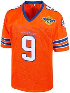 Atonmore Bobby Boucher #9 The Waterboy Adam Sandler Movie Mud Dogs Bourbon Bowl Football Jersey, Orange, 3X-Large