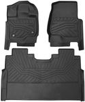 Powerty Floor Mats Compatible for Ford F-150/F150 Lightning 2015-2024 Accessories 1st & 2nd Row Liner Set All Weather TPE 3D Car Mats All-Weather Custom Fit Floor Liners