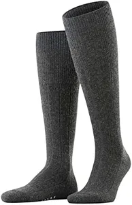 FALKE Men's Lhasa Rib Knee-High Socks, Warm Light, Merino Wool Cashmere, Ribbed Formal Socks, Professional Clothing, Grey (Anthracite Melange 3080), 6.5-9, 1 Pair