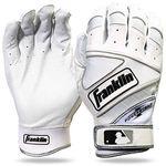 Franklin Sports MLB Powerstrap Batting Gloves, Pearl/White - Adult Medium