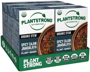PLANTSTRONG Spicy Cajun Jambalaya, USDA Organic Vegan Plant-Based Stew with Creole Spices, Oil-Free, Non-GMO, Lightly Salted, Ready to Heat & Serve, 6-Pack (16.9 oz Each)