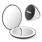 wobsion Led Compact Mirror, 1x/10x Magnification Compact Mirror with Light,Handheld 2-Sided Pocket Mirror,Travel Makeup Mirror,3.5in Compact Mirror for Purses,Small Mirror for Handbag,Black